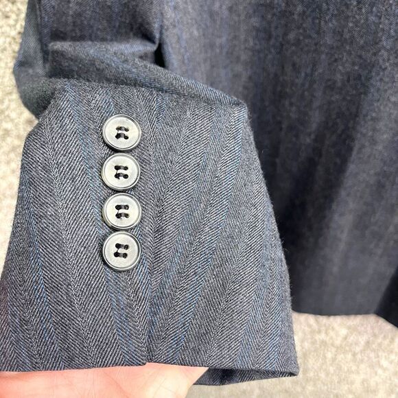 Christian Dior Blazer Men’s 42 Gray and Blue Herringbone Patterned Suit Jacket - Picture 4 of 11